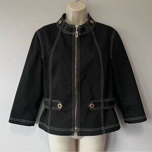 St. John Sport Lightweight High Neck Denim Jacket Size S